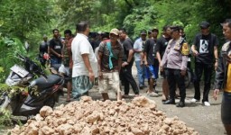 Bupati Blora, Arief Rohman, meninjau langsung penanganan sementara kerusakan jalan di ruas Cabak-Bleboh, Jumat (4/4/2025) (Jateng Memanggil/Ist)